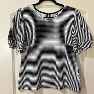 ANTHROPOLOGIE DOLAN Short Sleeve Striped Top White Black Women’s Size Medium